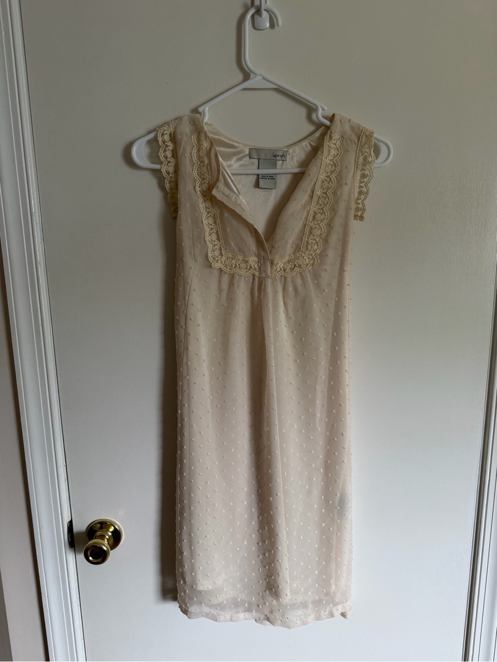 Kersh Cream Swiss Dot Lace-Trim